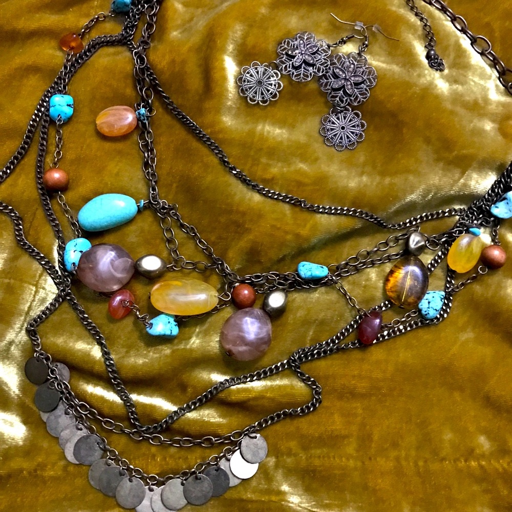 bohemian necklaces and earrings set